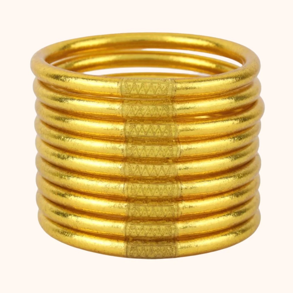 Gold Textured Bangles Set Classic Jewelry